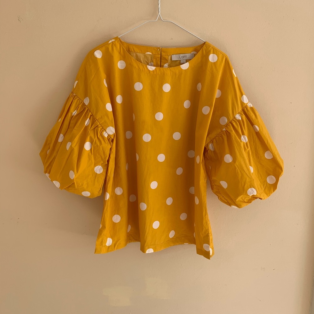 LOFT Yellow Polka Dot Blouse - Picture 5 of 8
